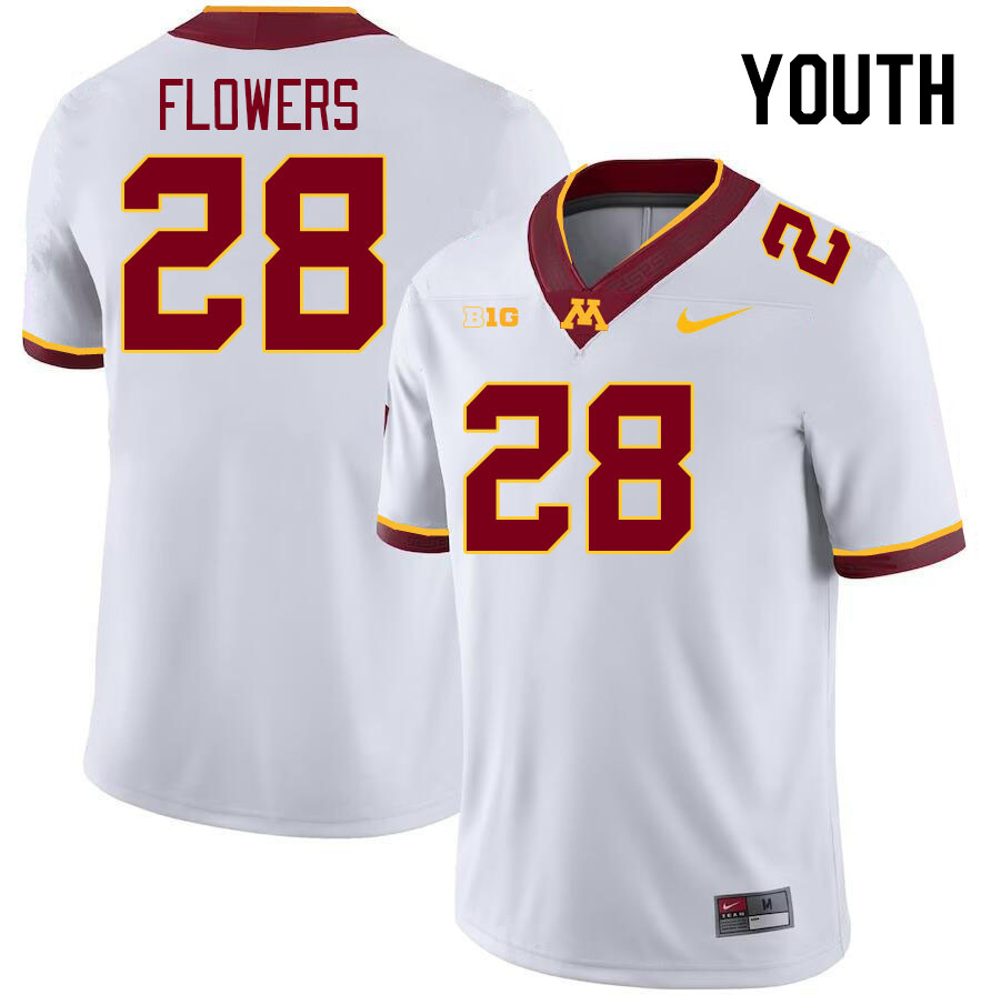 Youth #28 Chris Flowers Minnesota Golden Gophers College Football Jerseys Stitched-White